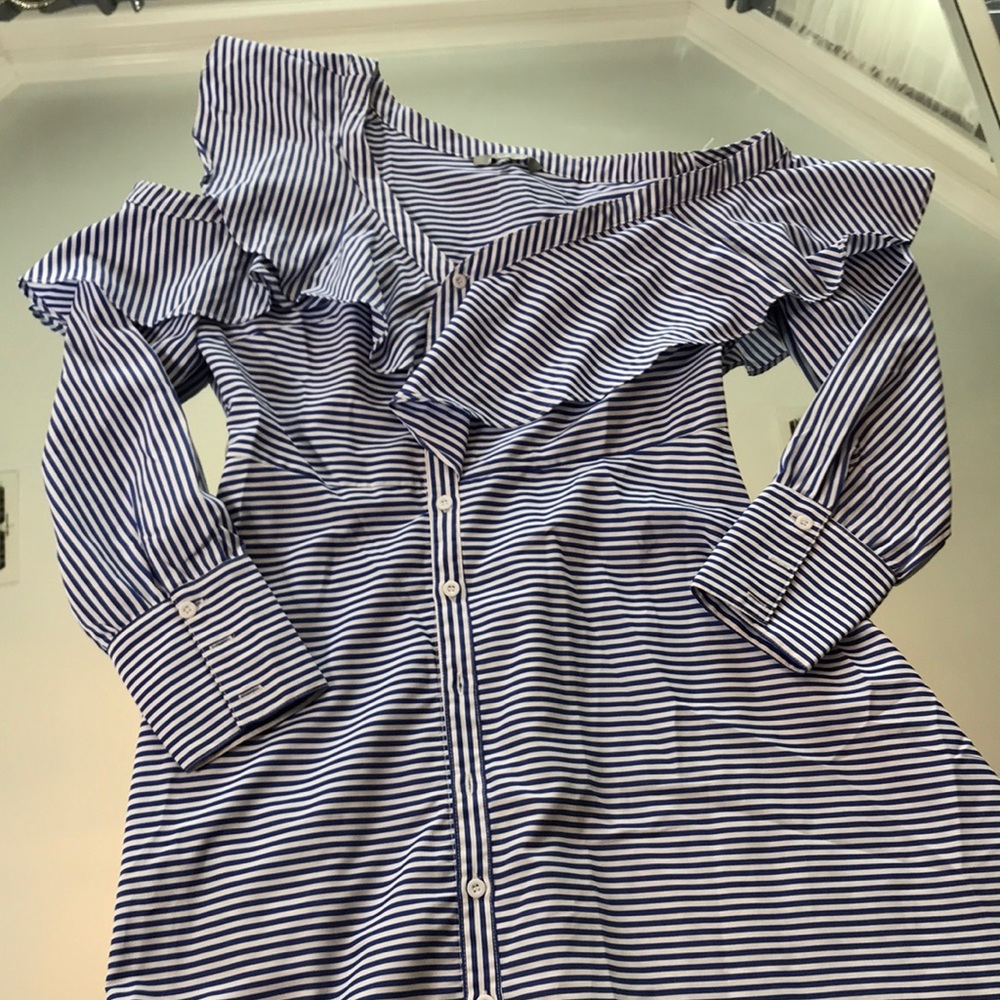 EUC Zoe & Sam Cold Shoulder Asymmetrical Dress L - Picture 7 of 7
